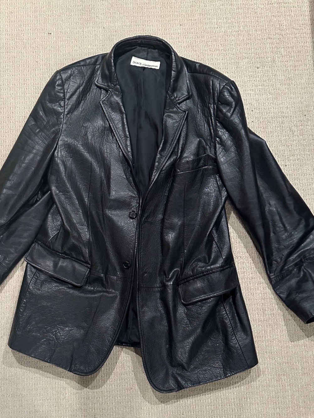 '90's Dolce and Gabbana black leather jacket made in Italy